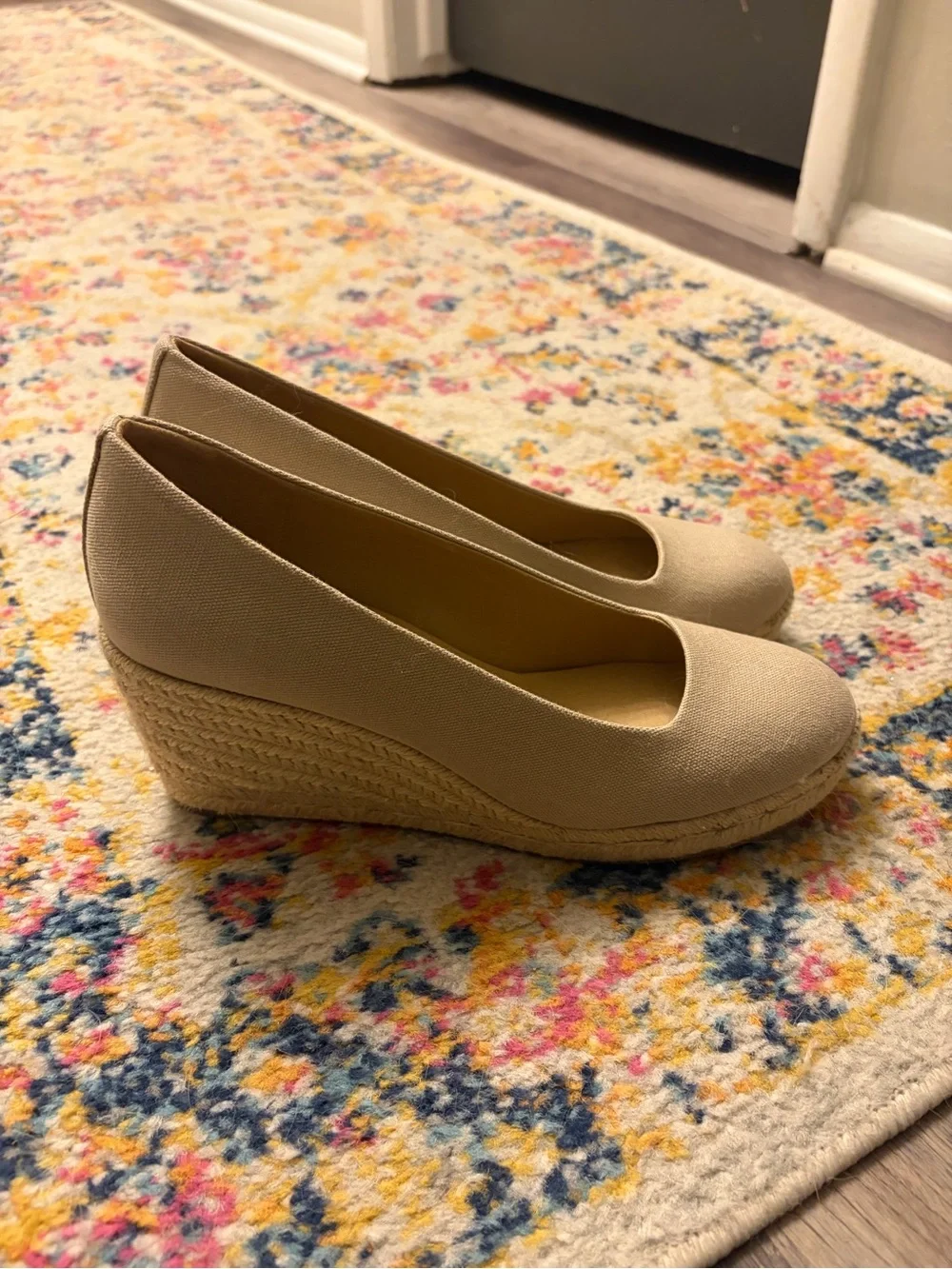 J. Crew Beige Canvas Wedge Pumps
